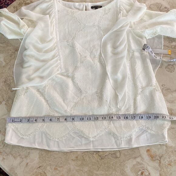 Massimo Dutti White Lace Overlay & Chiffon Boho Blouse - Picture 13 of 13